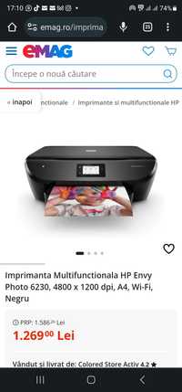 Imprimanta Multifunctionala HP Envy Photo 6230, 4800 x 1200 dpi, A4, W