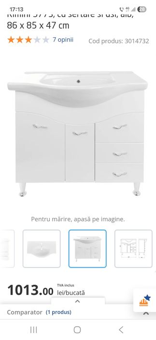 Vand lavoar si masca baie+ dulap cu oglinda si iluminare