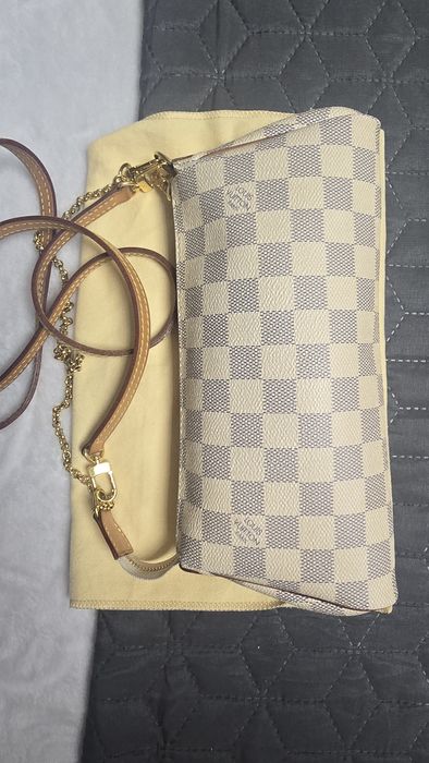 Geanta crossbody Louis Vuitton Eva cloth bag,beige, saculet,impecabila