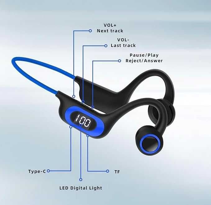 Костнопроводими, водоустойчиви, безжични Bluetooth слушалки Générique