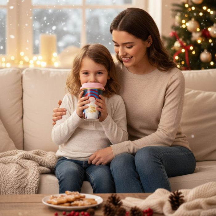 Порцеланова Коледна чаша със силиконов капак