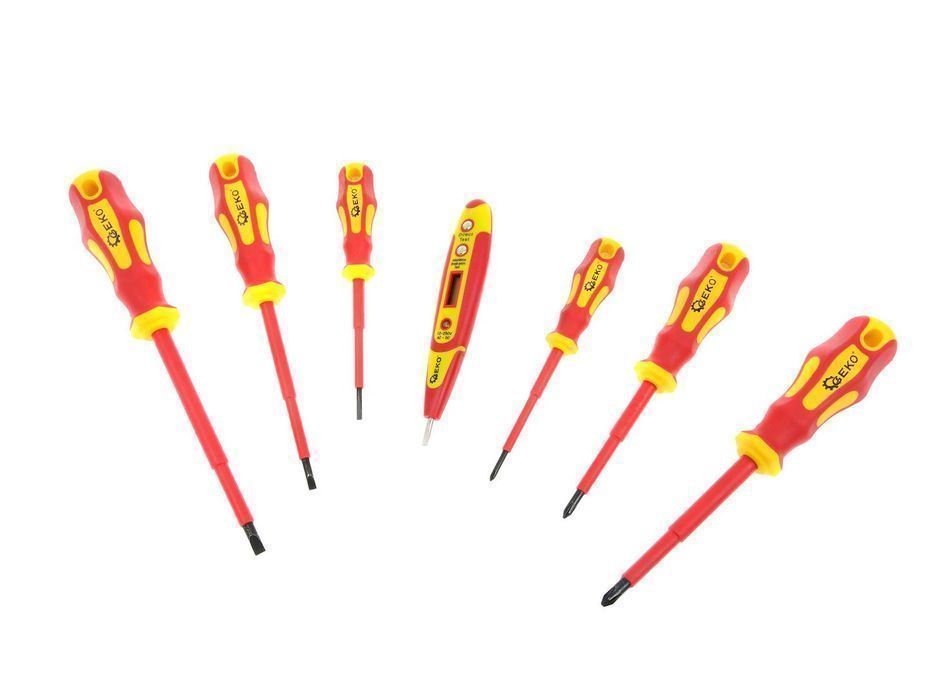 Set surubelnite izolate pentru electricieni 1000v si tester digital de