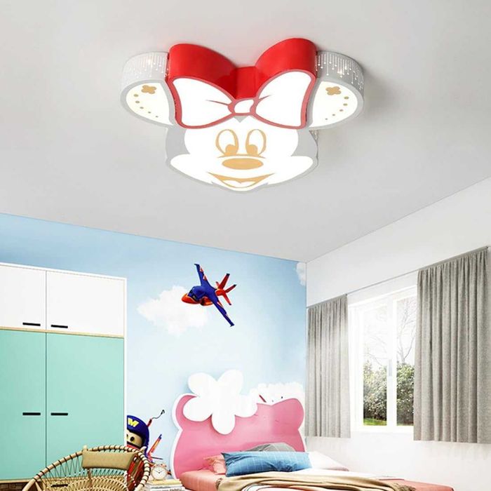 ЛЕД LED Детска таванна лампа полилей Мини Маус анимация дистанционно