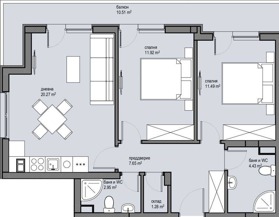 Продава се Тристаен апартамент в София, Красна поляна 2 - 94 кв.м за 1706 €/кв.м - Снимка #1