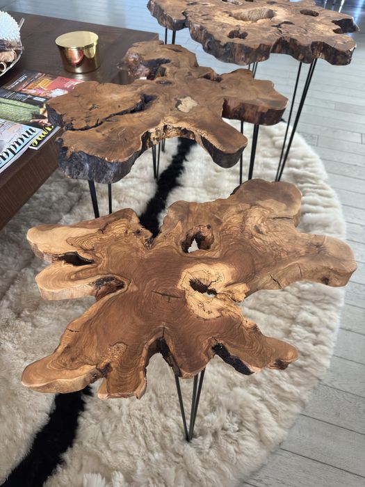 Уникален set 3 маси от МАСЛИНОВО ДЪРВО