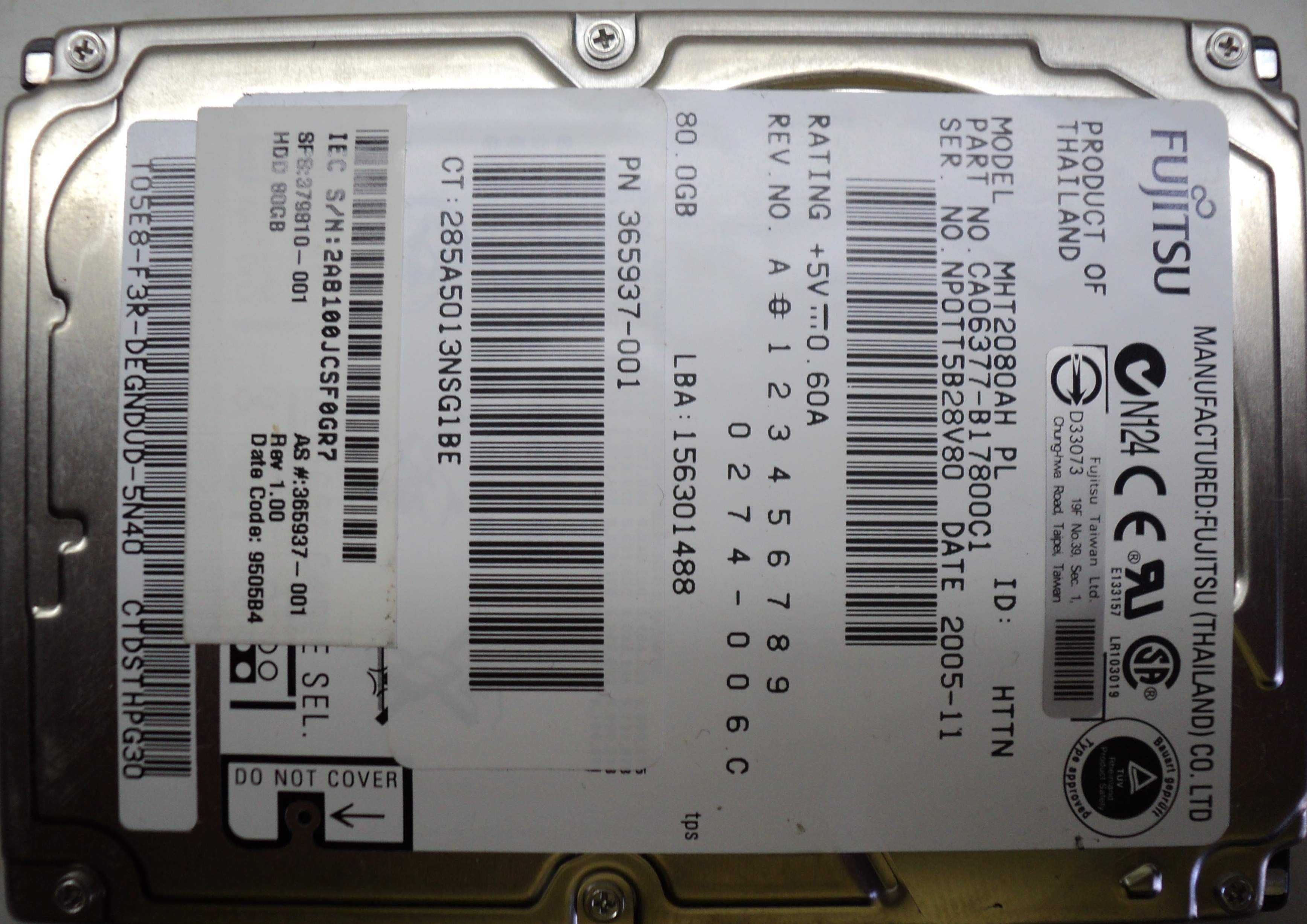Hard Disk IDE 2,5" HDD-80 Gb Fujitsu CODE: MHT2080AH PL