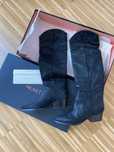 Musette - Cizme cowboy boots - din piele intoarsa, neagra sclipitoare