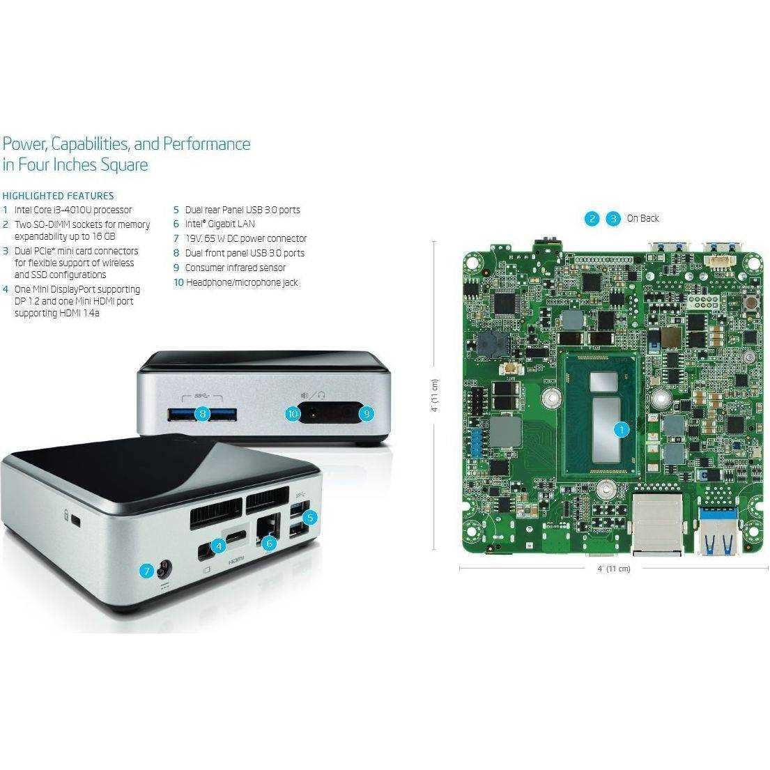 Мини Компютър Intel NUC | Intel core i3 4010U| D34010WYK