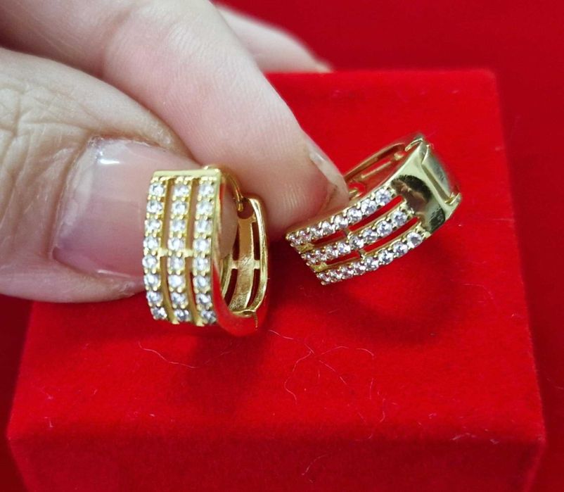 GP86,cercei placati aur 14k,incuietoare sigura, zirconii albe,eleganti