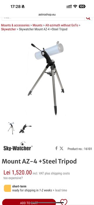 Montura SKYWATCHER AZ4 - Trepied oțel.