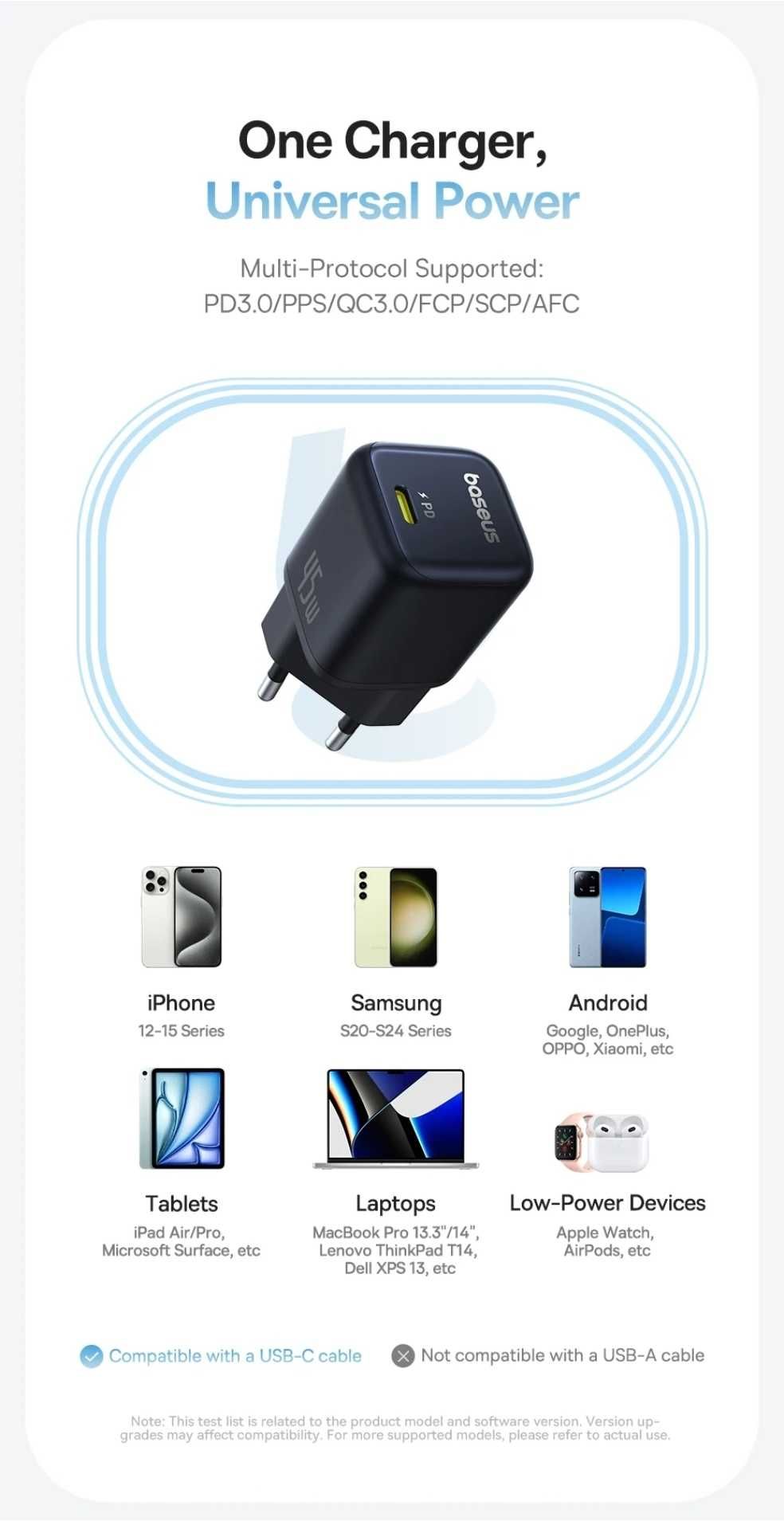 Baseus 45W GaN⁶ Pro PicoGO Ultra Mini Air Type-C For iPad/iPhone 15 16