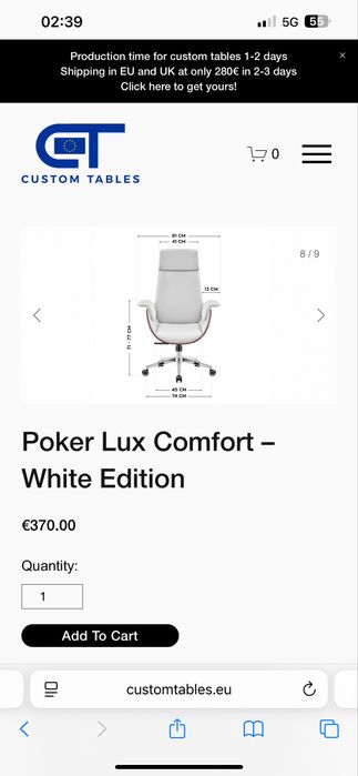 Scaune Poker Personalizate + Masa Poker Logo tau CustomTables.eu stoc