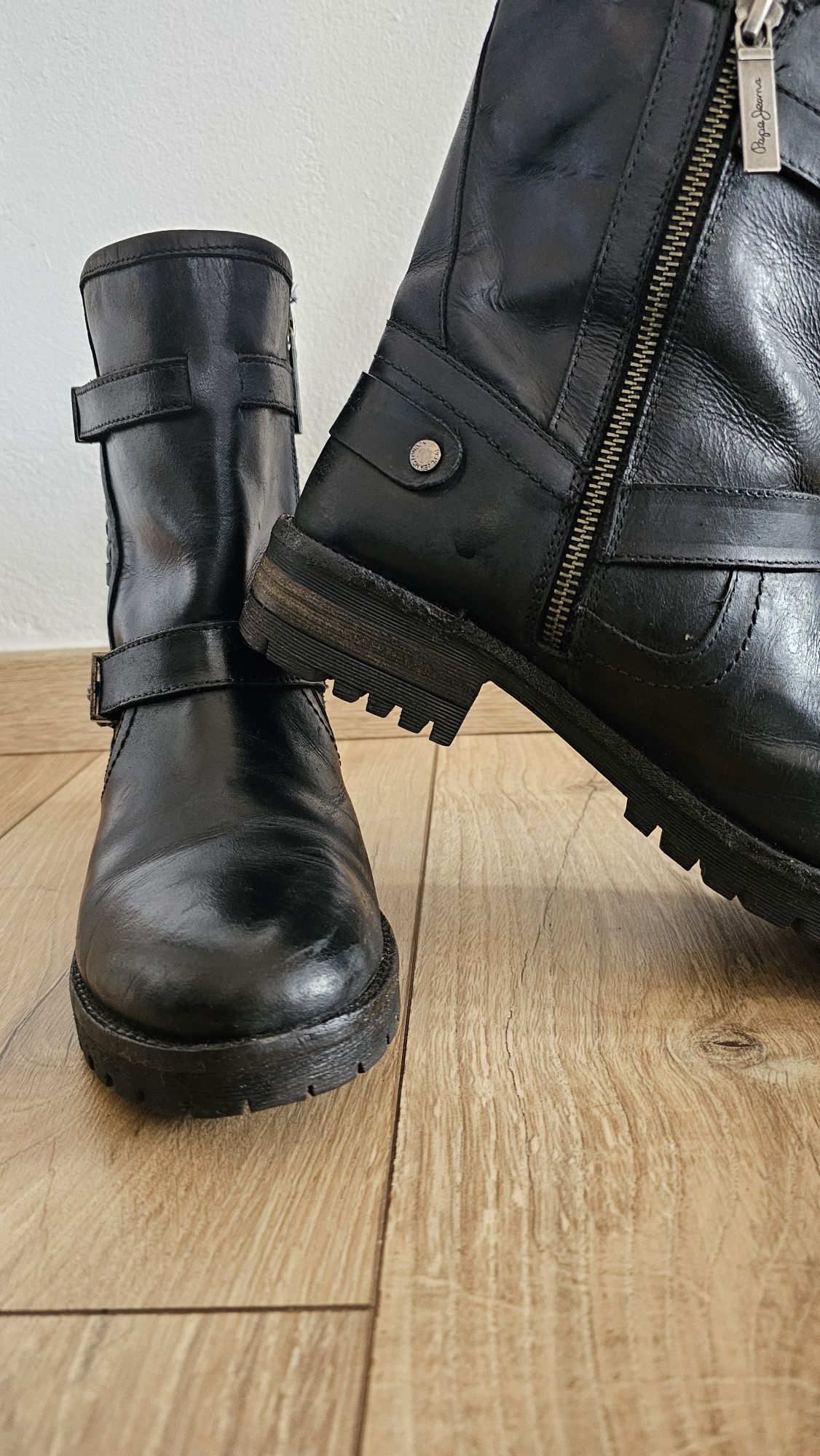 Cizme biker PEPE JEANS piele,38