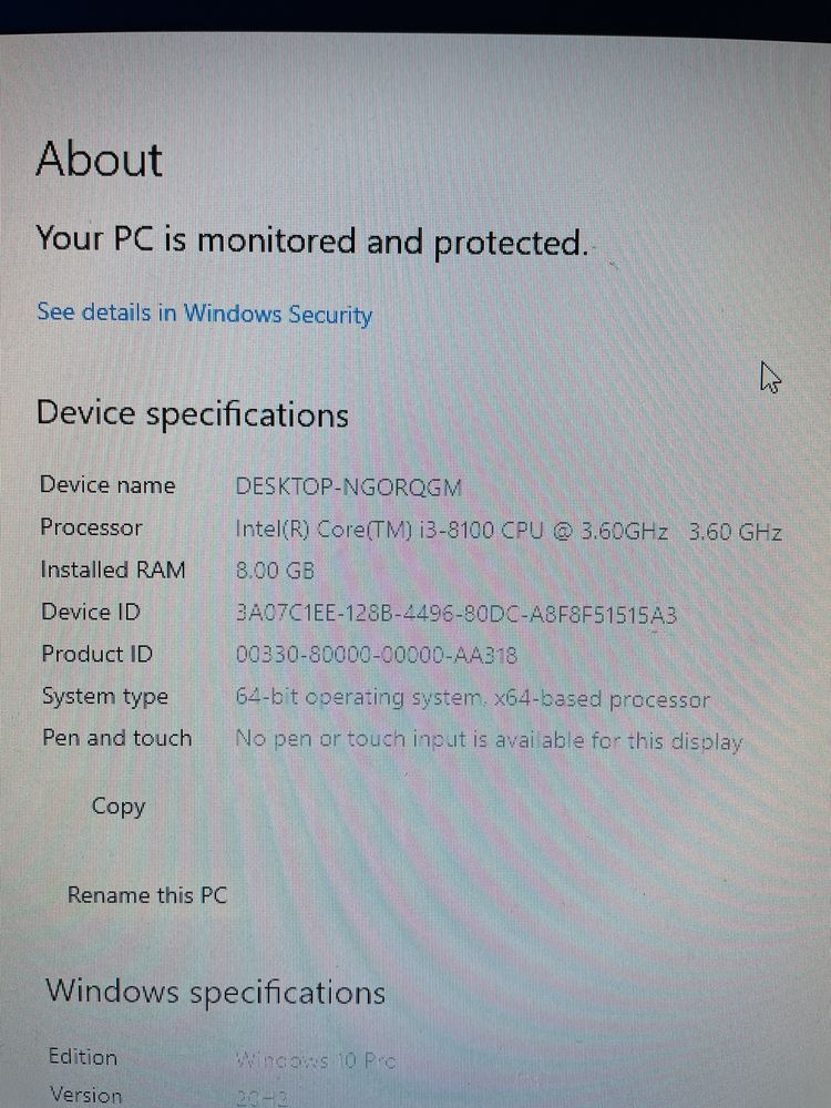 Компютър с процесори i3 8100 и Nvidia GT 610