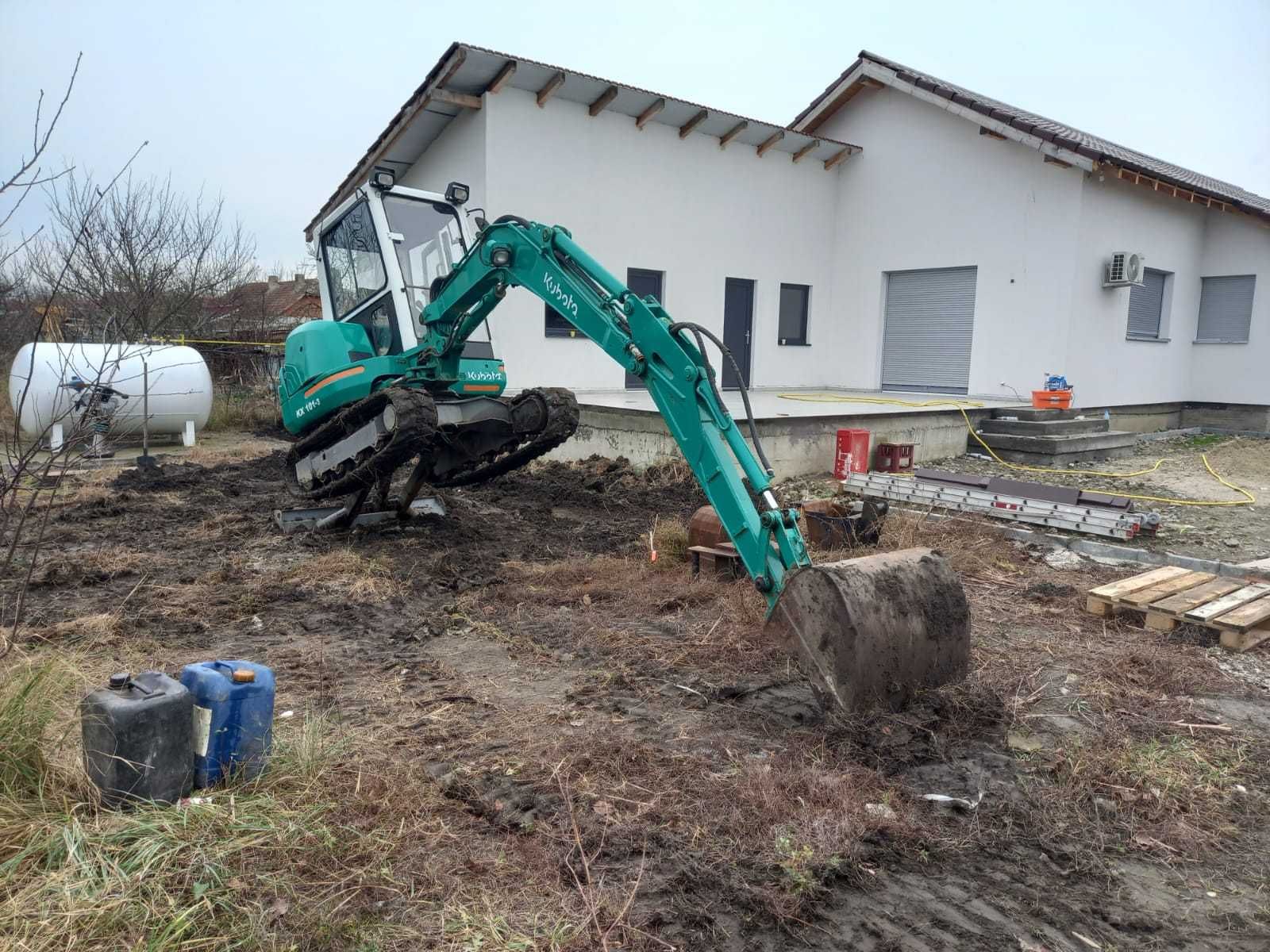 Miniexcavator si camioneta de inchiriat