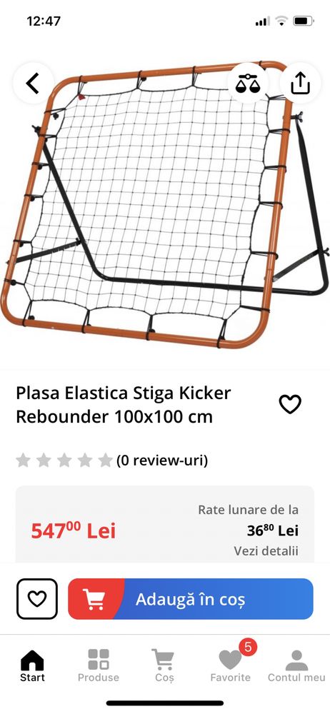 Plasa Elastica Stiga Kicker Rebounder 100x100 cm