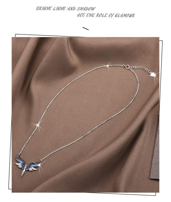 Нежно дамско колие с висулка феникс с камъни / Цвят: Вариант 1: Сребър