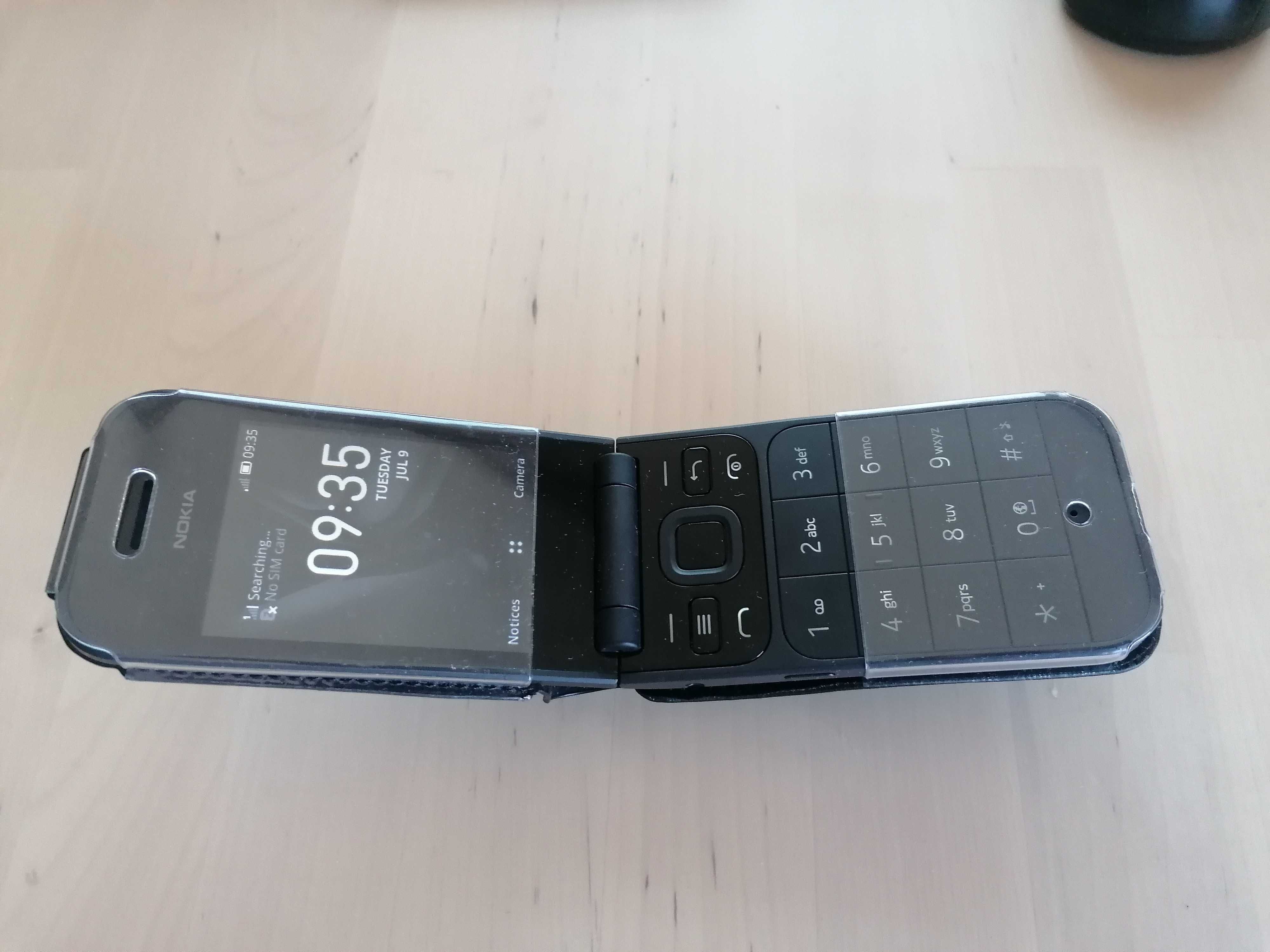 Nokia 2720 flip + калъф от естествена кожа