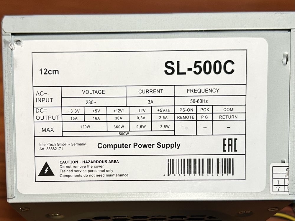 Sursa PC Inter-Tech 500W SL-500C-120 ventilator silentios de 120mm