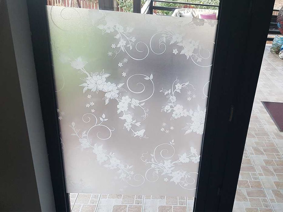Folie decorativa tip sablare cu model, latime 90 cm