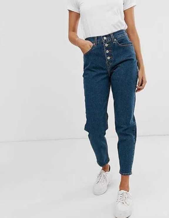 Asos Design тъмно сини дамски дънки модел mom jeans