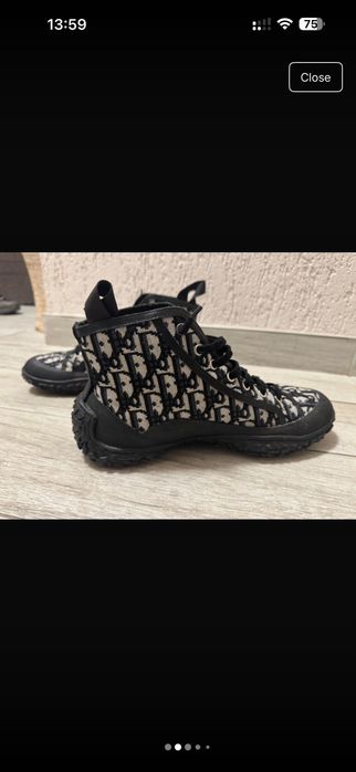 Dior B28 Black Beige Oblique High Top Trainer - 43