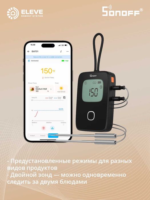 Умный термометр для мяса на гриле Sonoff | BMT01