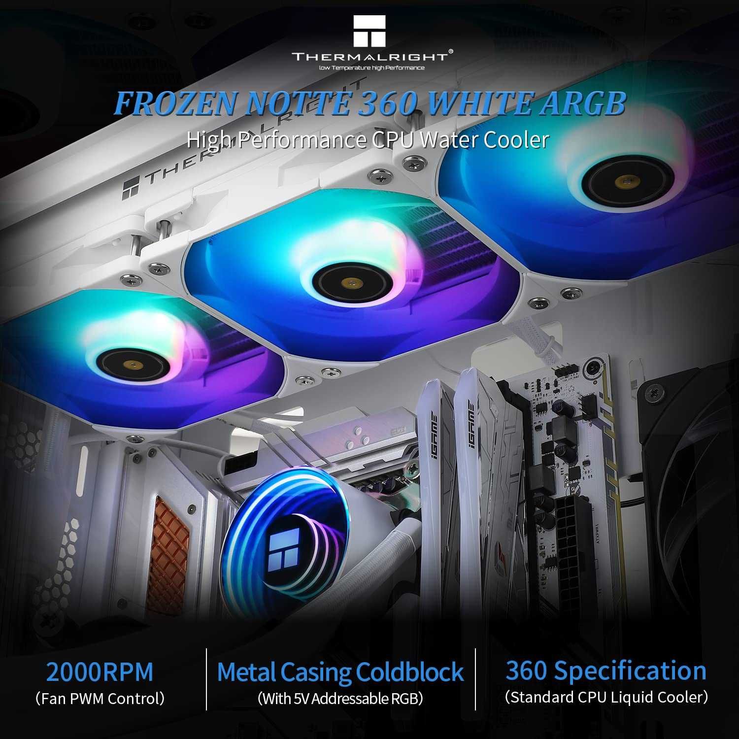 Cooler CPU Lichid Thermalright Frozen Notte 360 ​​White ARGB AMD Intel