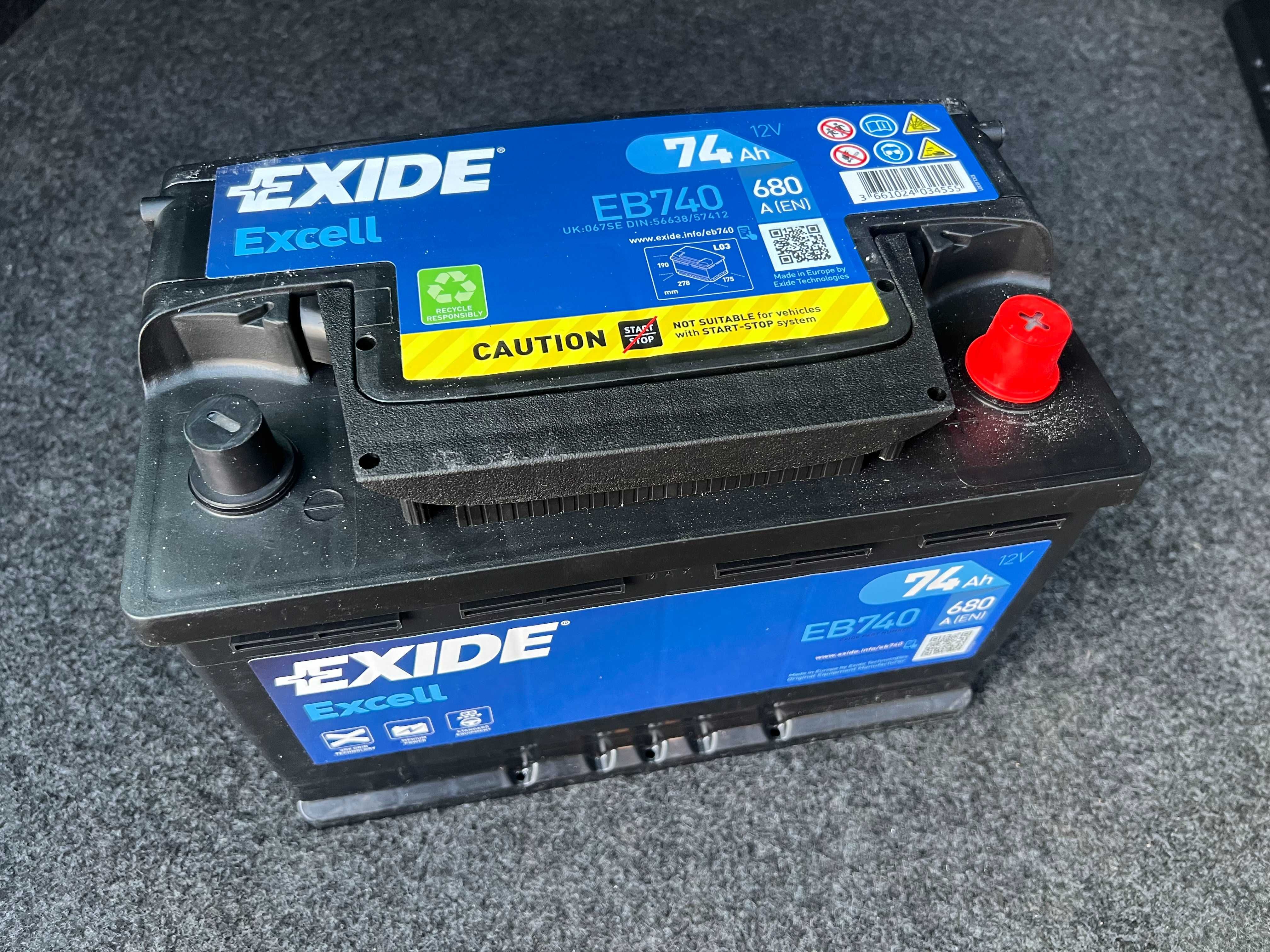 Baterie acumulator auto Exide Excell 74Ah 680a EB740 12V * noua* 2023