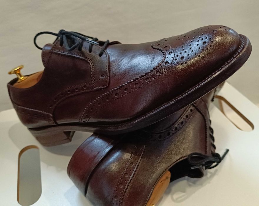 Pantofi derby brogue 42.5 43 British Passport piele naturala moale G W