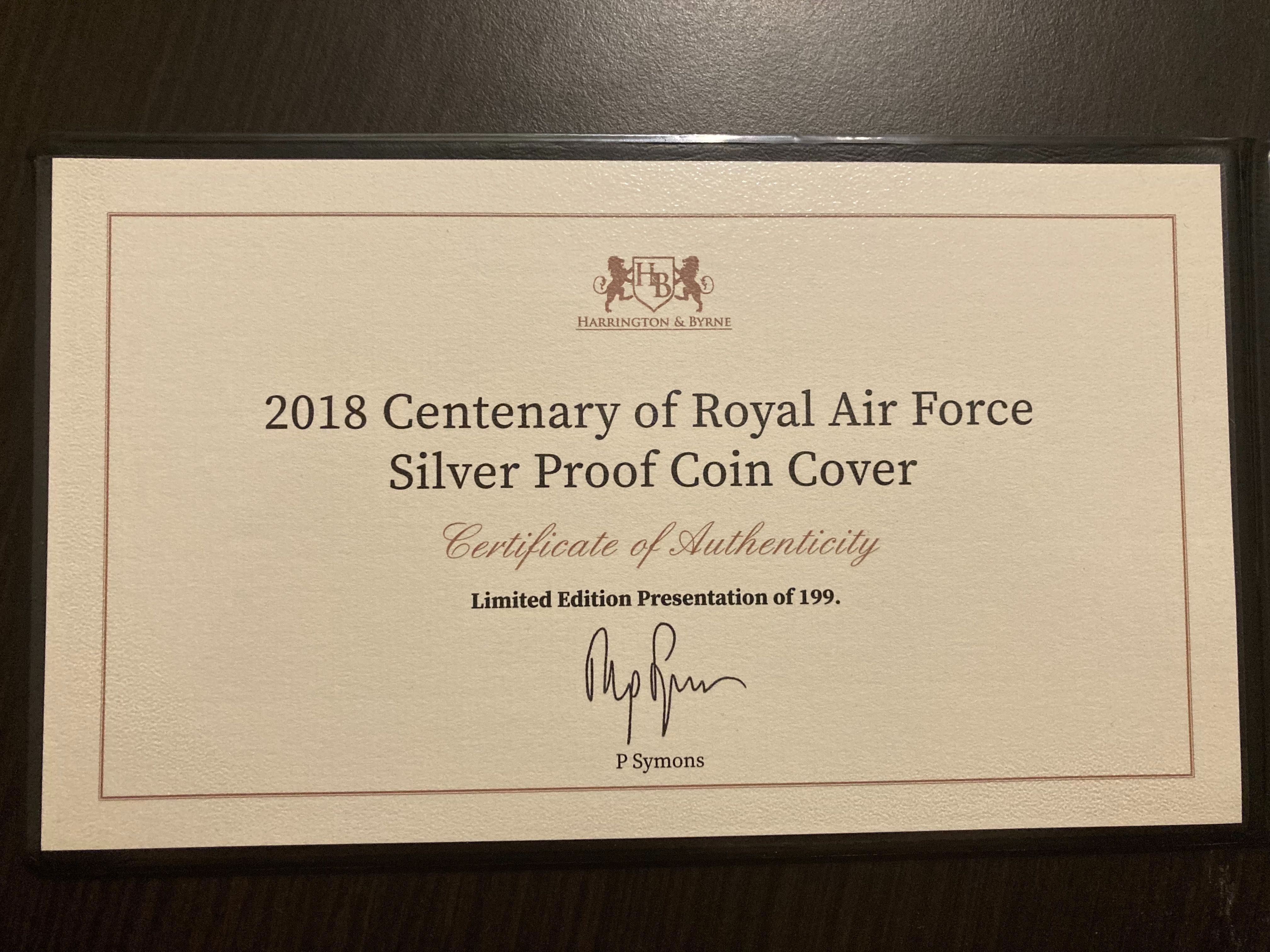 Moneda argint aniversara 2018 Centenary of Royal Air Force Coin Cover