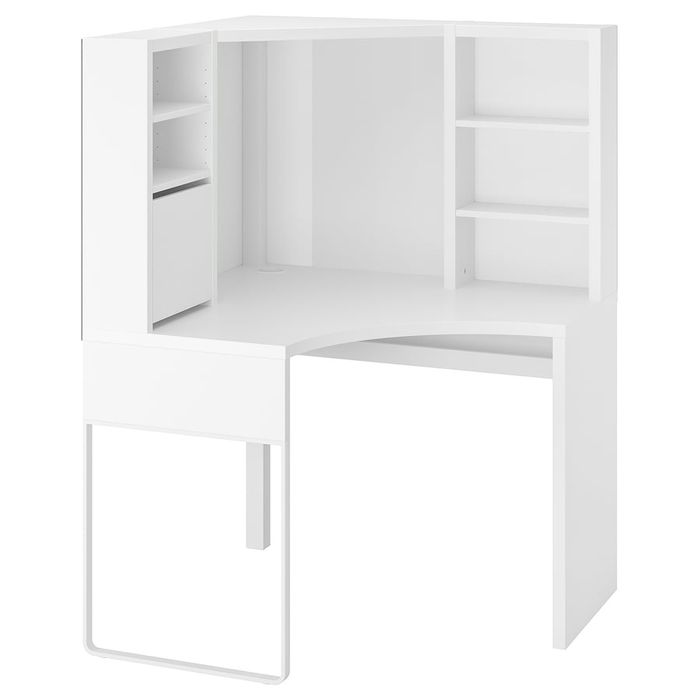 Birou colt IKEA MICKE workstation alb