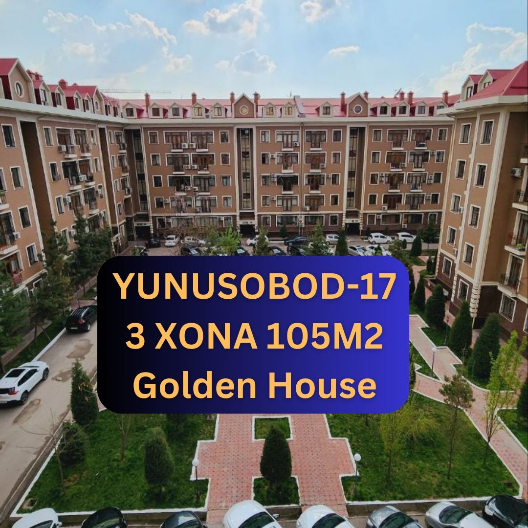Юнусабад-17 3комнат 105м2 НОВОСТРОЙКА Golden House