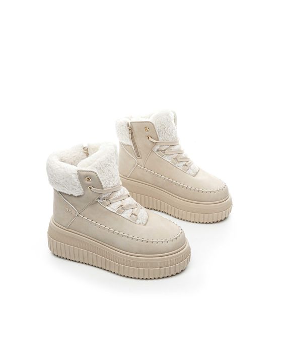 Дамски зимни боти на платформа с топъл хастар в бежово и черно