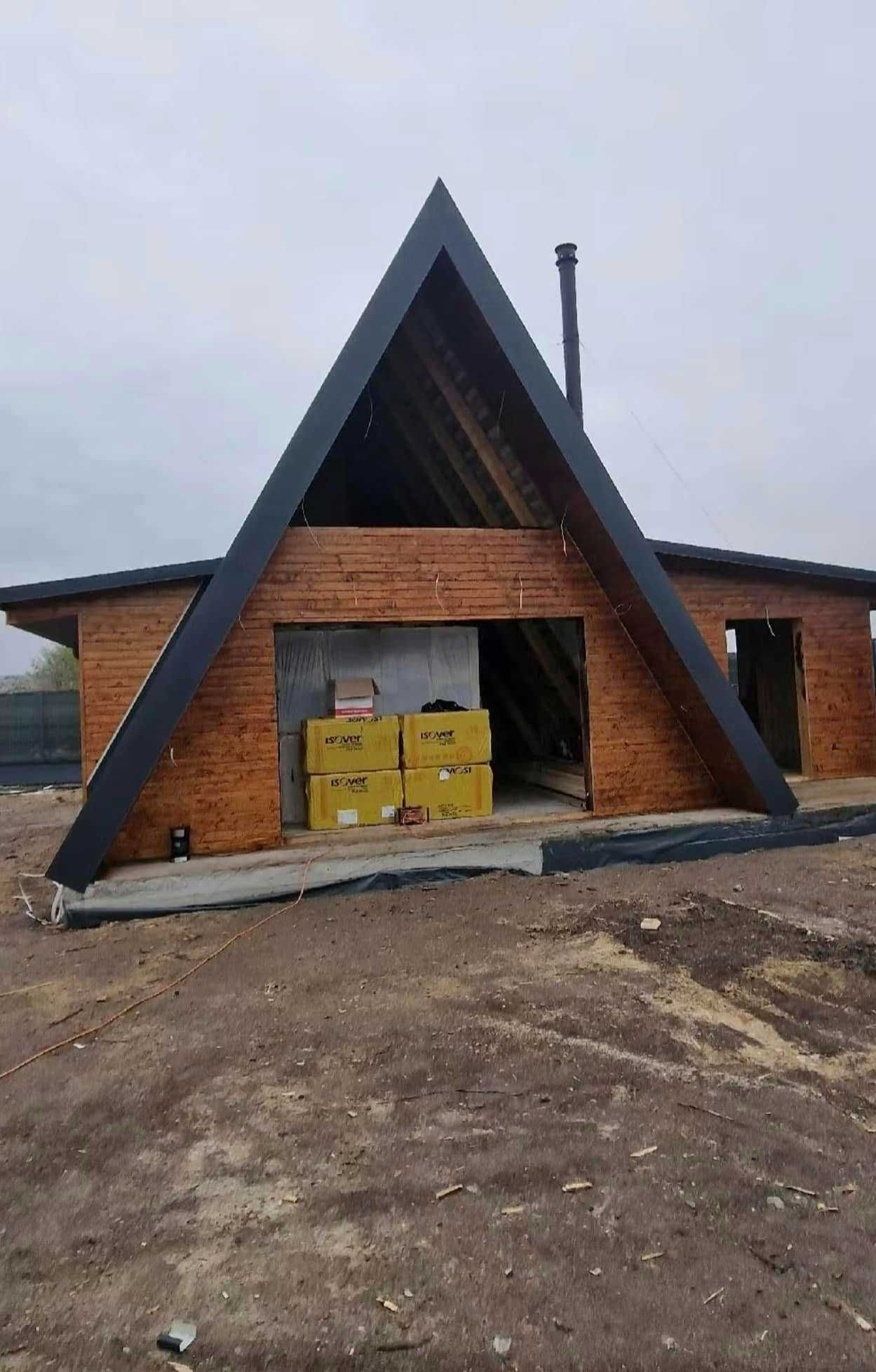 Cabana stil A-Frame si case din structura de lemn
