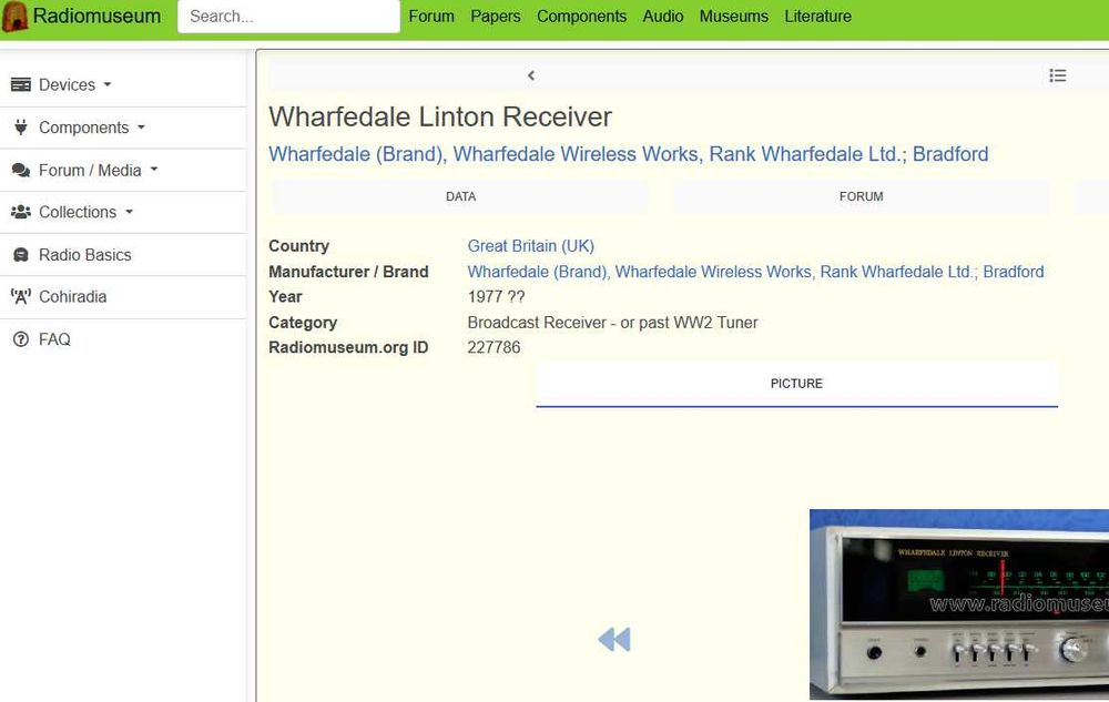 amplituner receiver vintage WHARFEDALE LINTON