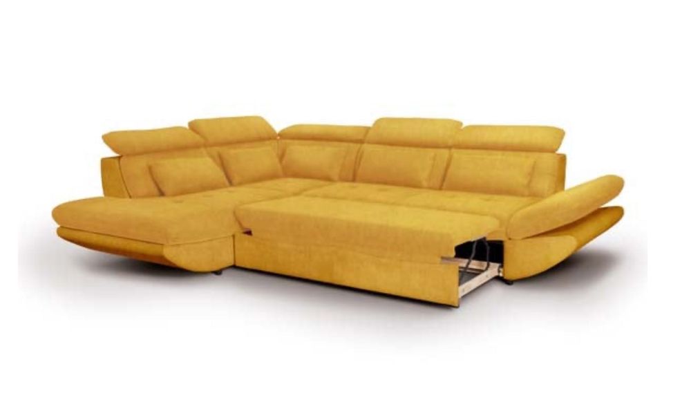 Ъглова холна гарнитура с десен подлакътник и функция за сън