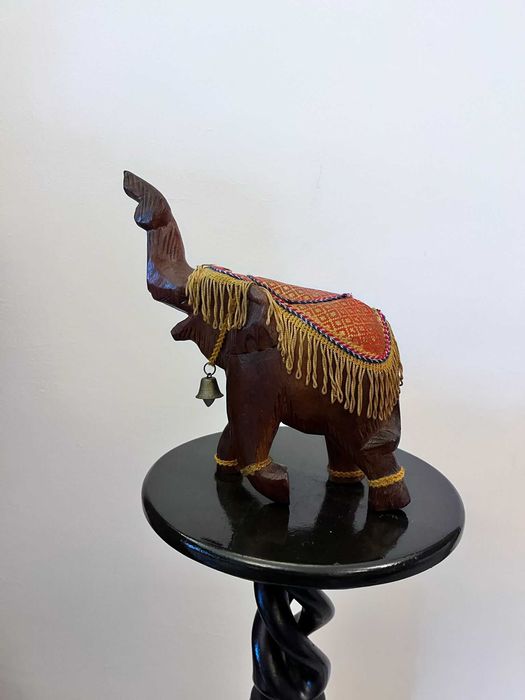 Set 2 bibelouri statuete elefant din lemn mari bibelou ieftin