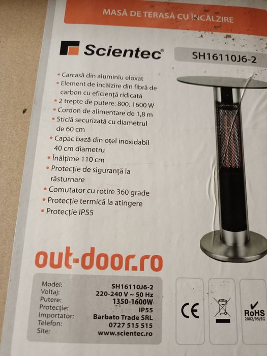 Masă de terasă cu încălzire