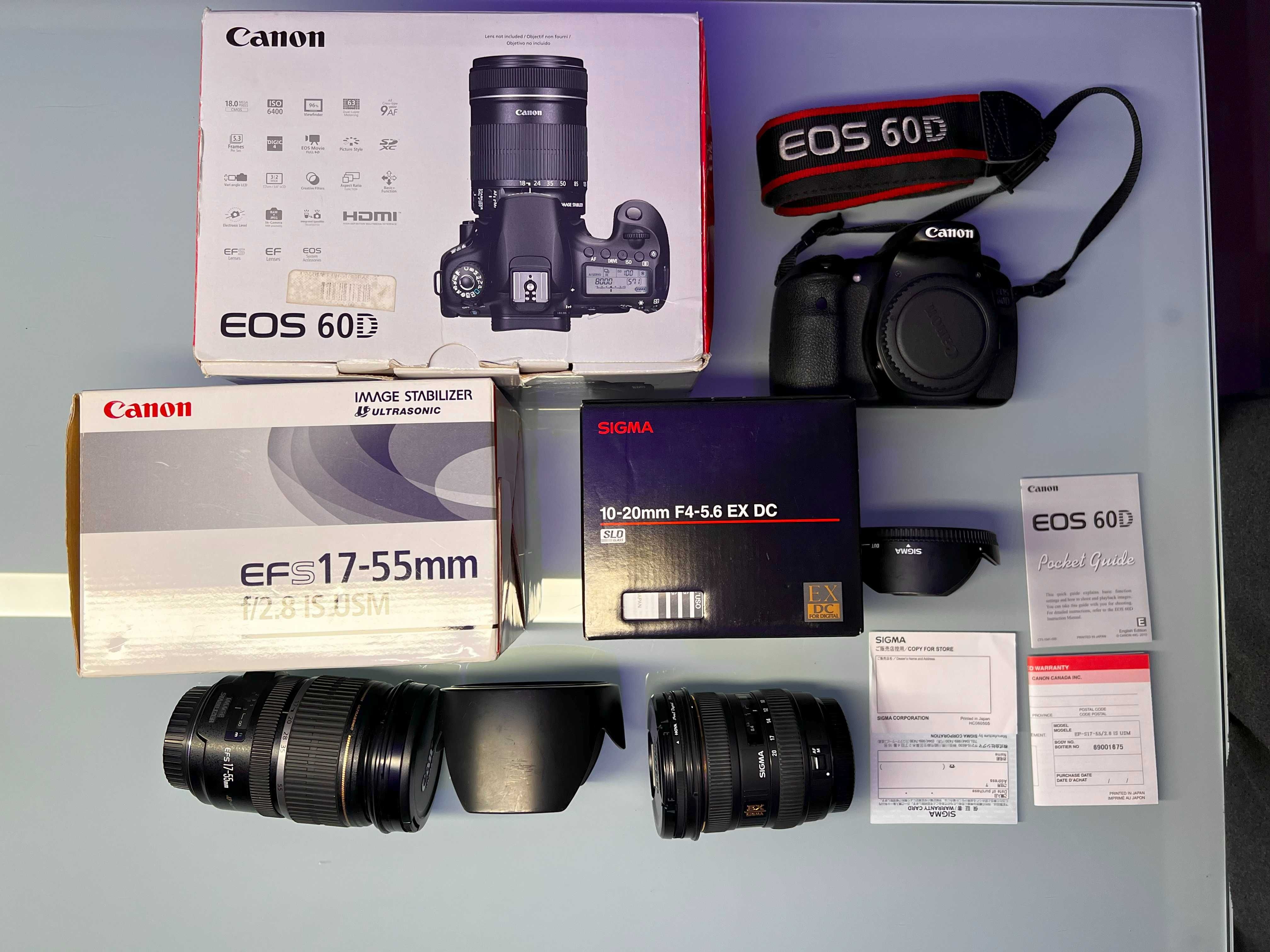 Продавам Canon 60D + обективи Canon 17-55mm 2.8+ Sigma 10-20mm