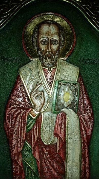 Ръчно рисувана Икона от дърво на Свети Николай Чудотворец