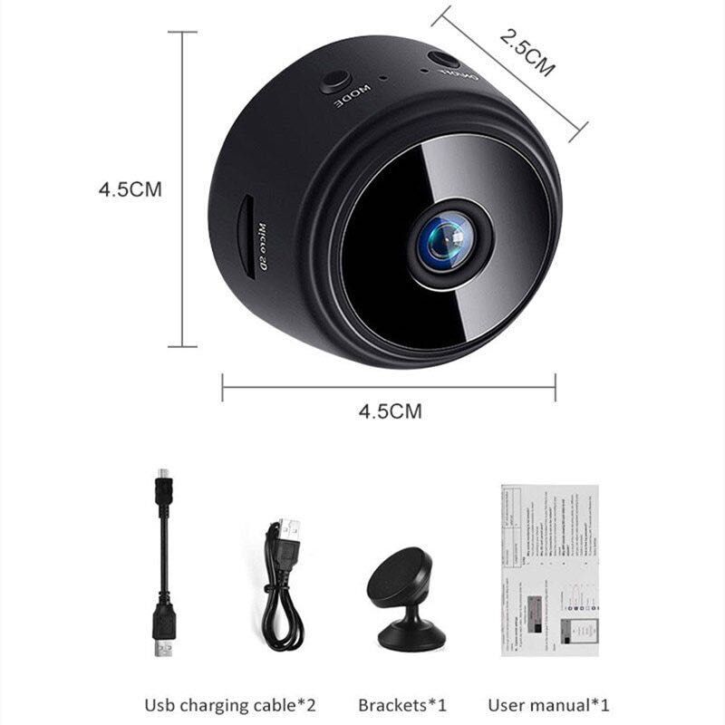 Мини Панорамна Камера PIMPOM, A9, WiFi Camera,IP Бебефон,Черна