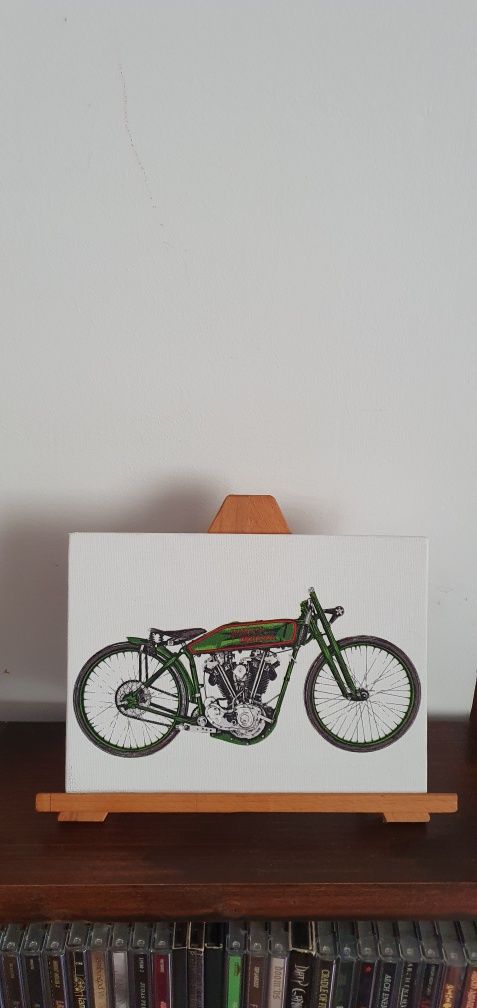 Mini tablou canvas cartonat Harley Davidson vintage moto biker