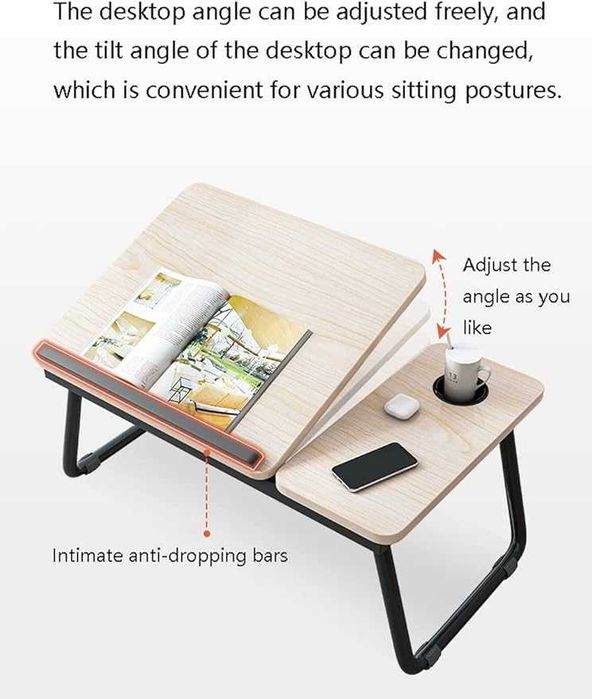 Сгъваема маса с табла за легло маса за преместване над леглото, лаптоп