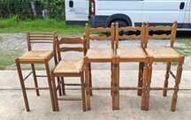 5 x Scaune înalte - stil rustic - Bar- Stejar- Lemn masiv