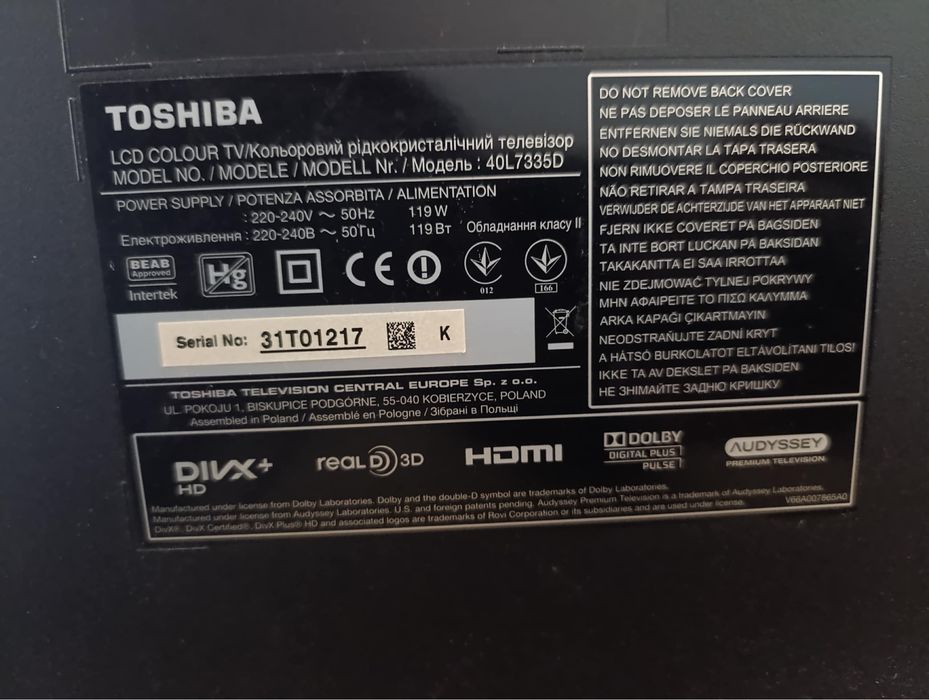Телевизор Toshiba 40’