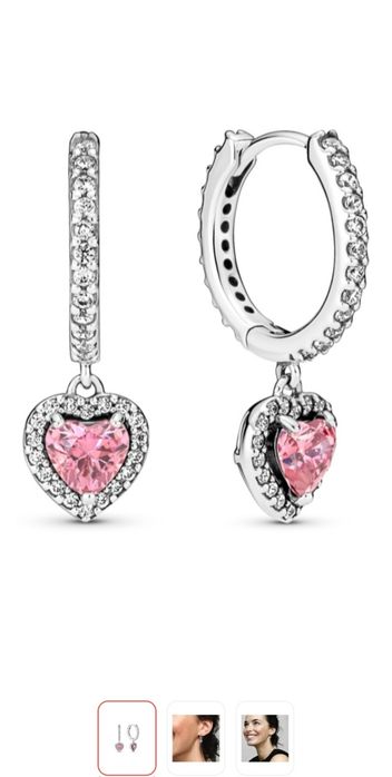 Серьги-конго Pandora "Розовое сердце"