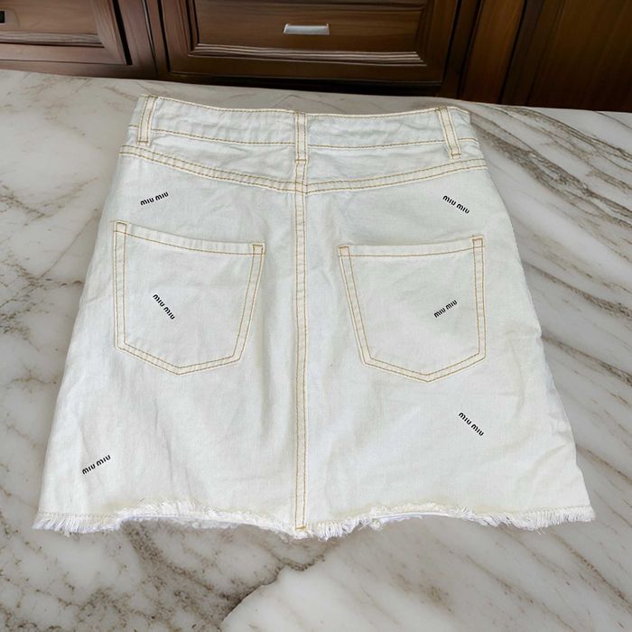 miumiu miu дънкова пола светли синя бяла сива миумиу миу къса поличка