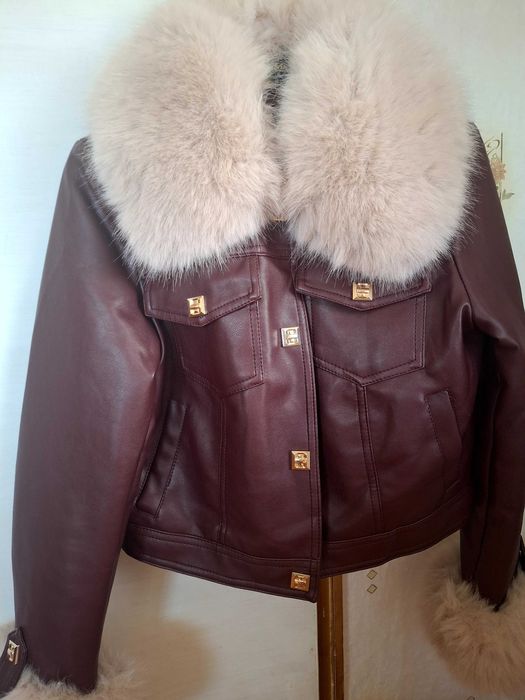 Зимно, кожено яке - бордо