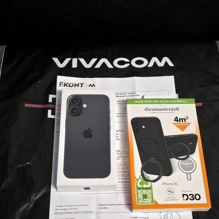 ЗАПЕЧАТАН 128GB iPhone 16 Гаранция 2028г. Black